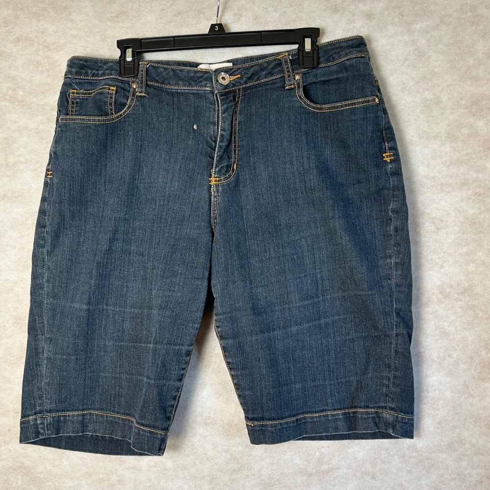 Venezia Womens Plus Size‎ 18 Dark Wash Denim Bermuda Shorts Stretch Blue Casual